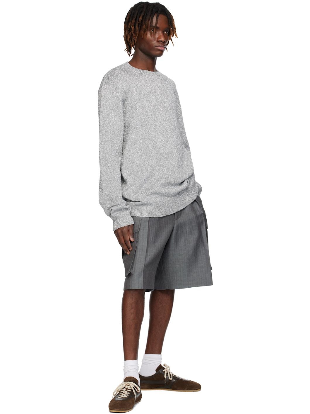 Gray Pleated Shorts - 4