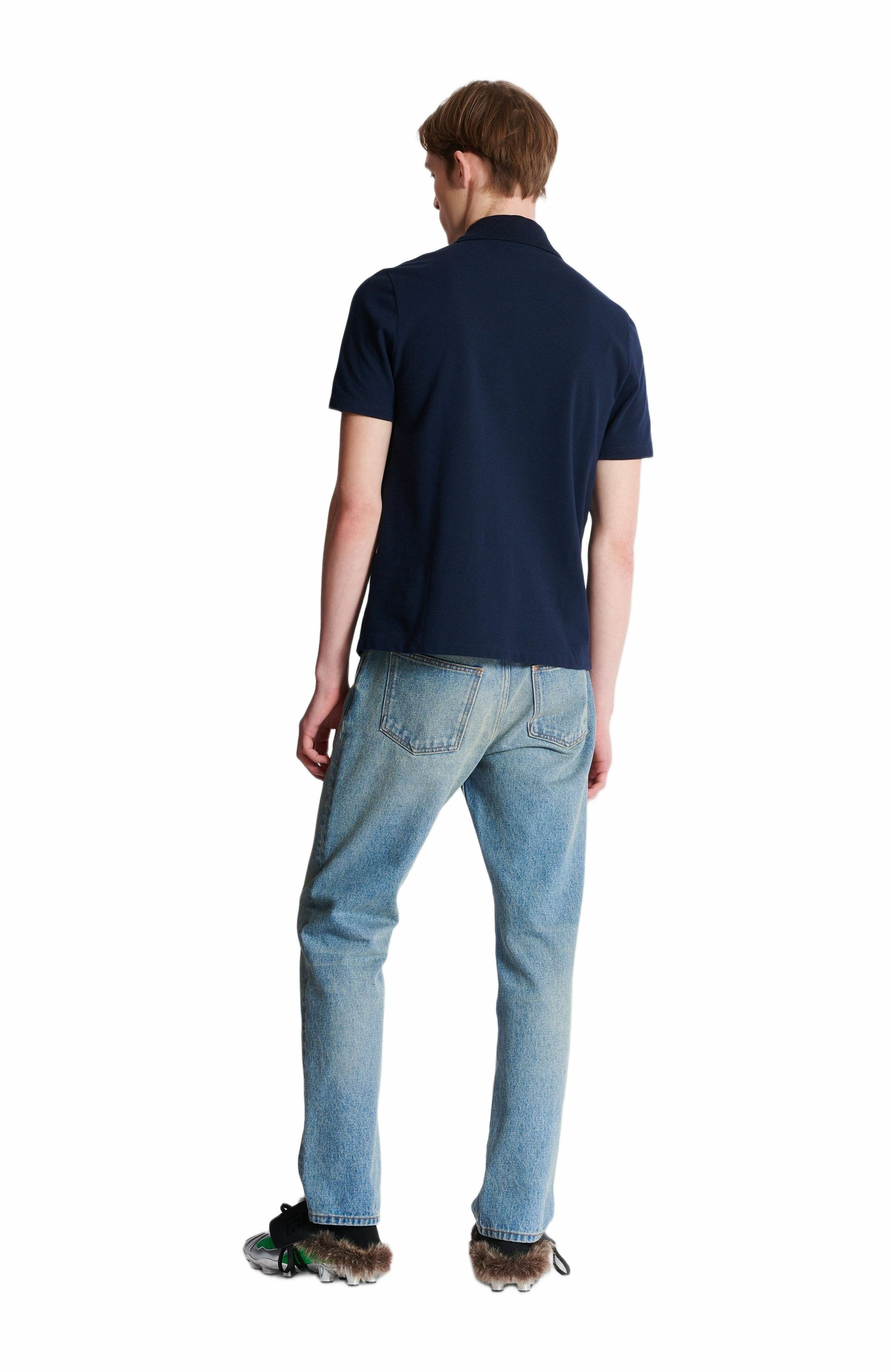 Balmain Cotton polo shirt with Écusson print in Navy at Nordstrom - 4