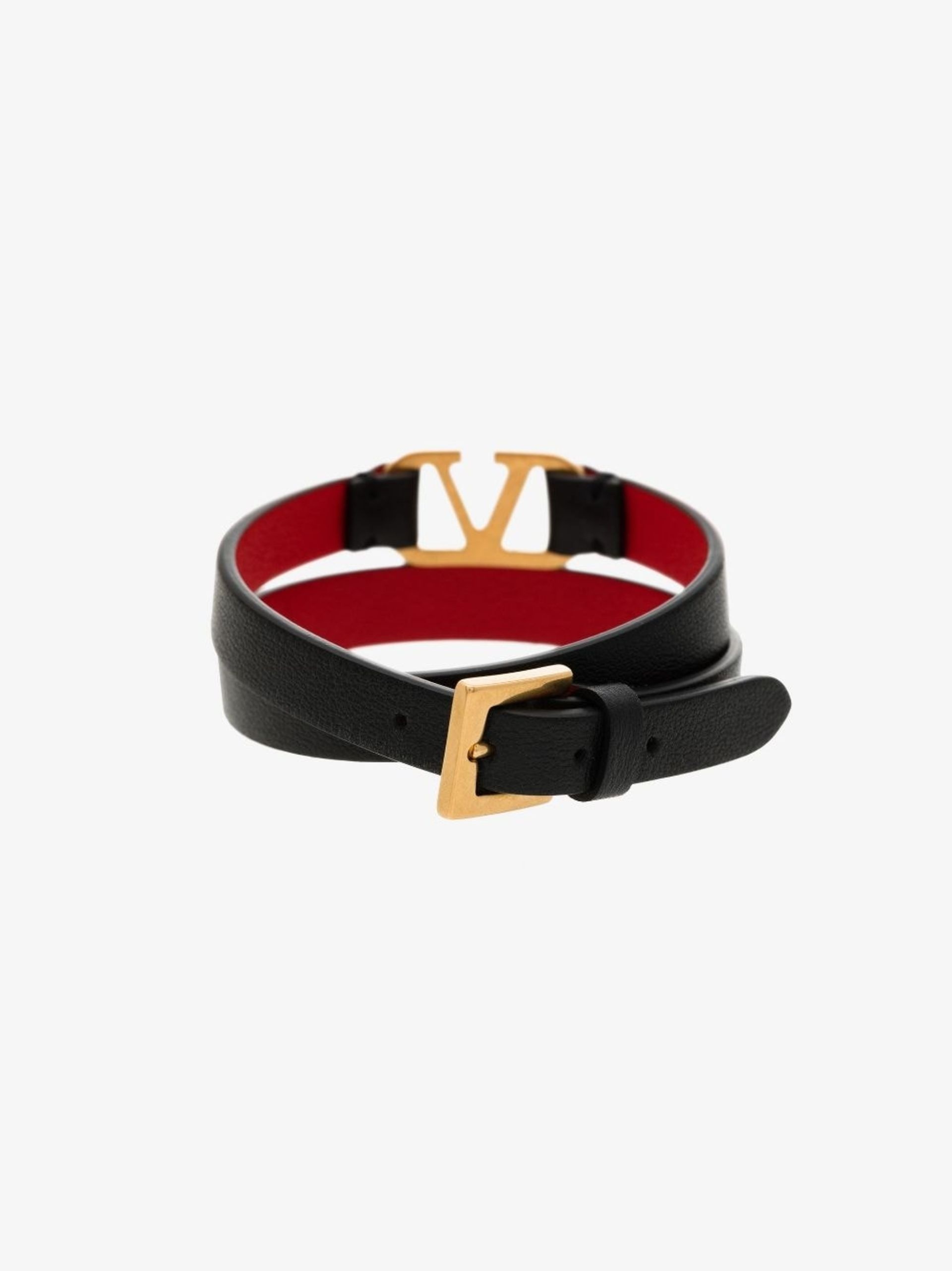 black VLogo leather wrap bracelet - 3