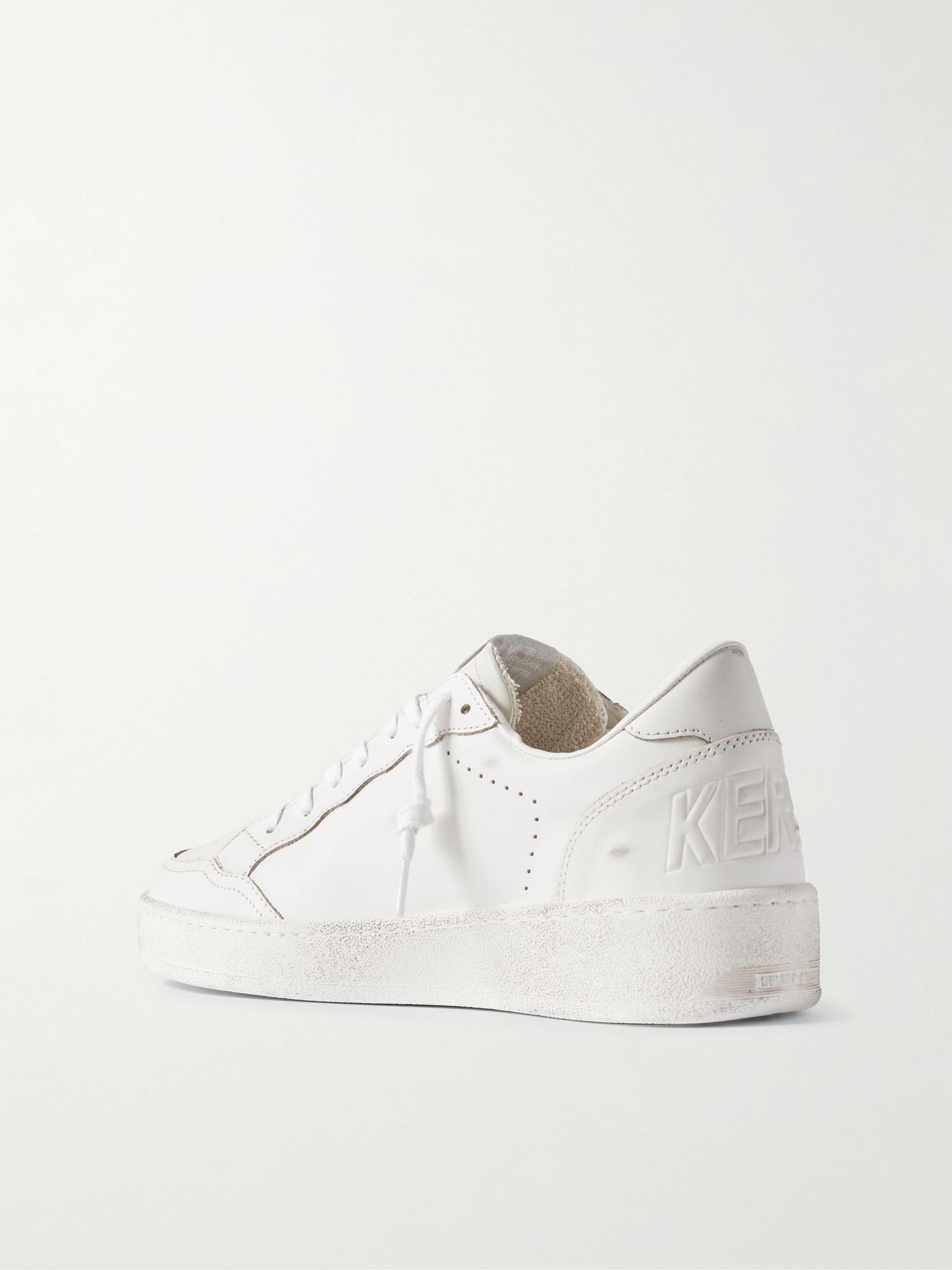 Ball Star Distressed Leather Sneakers White - 4