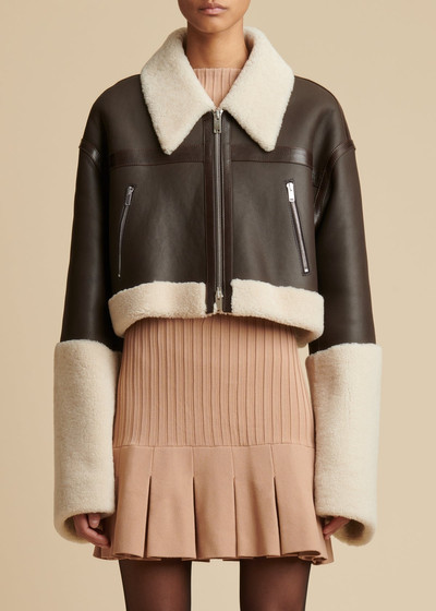 KHAITE The Faza Shearling Jacket in Dark Brown Leather outlook