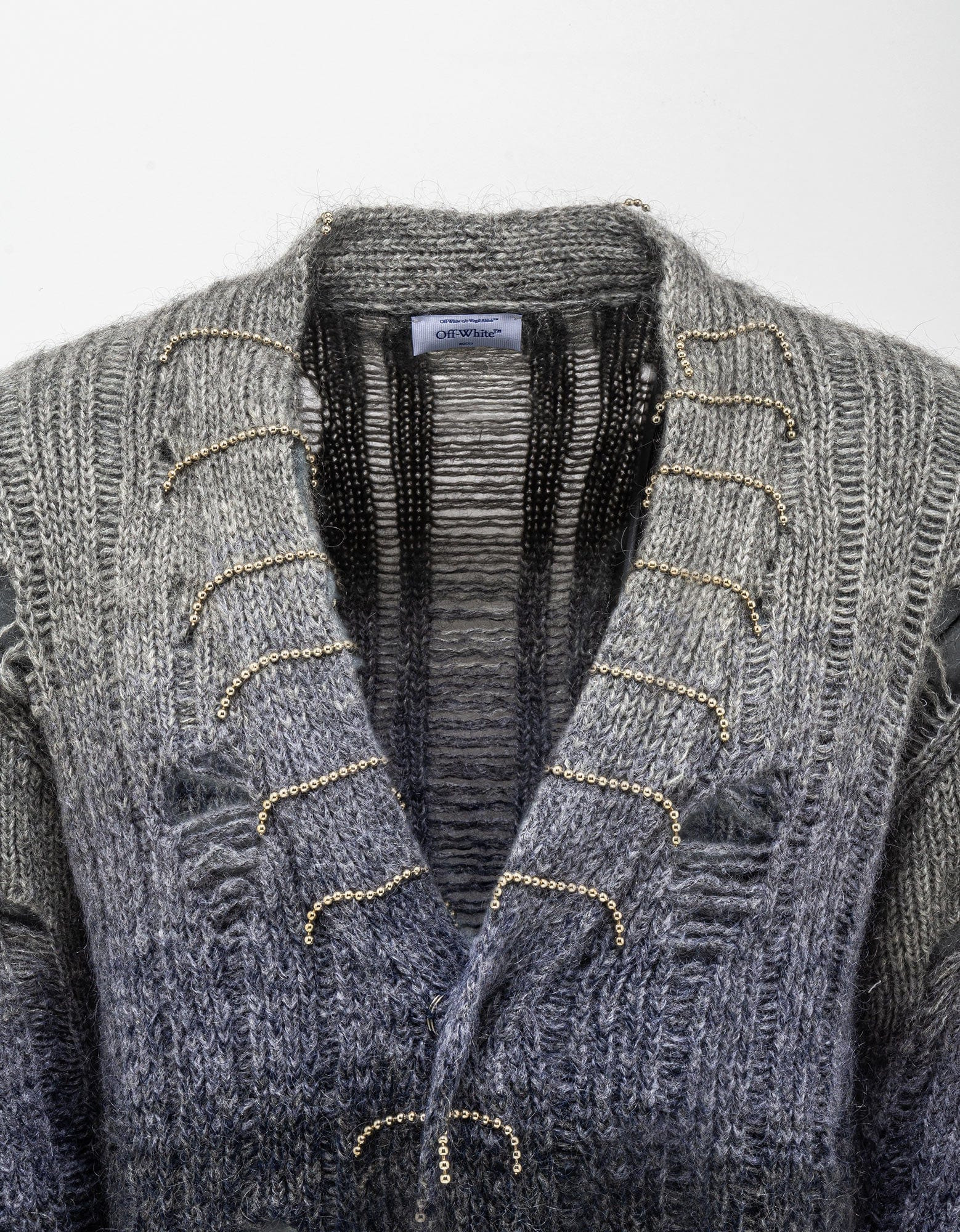 Off-White Grey Punk Pearl Degrade Cardigan - 3