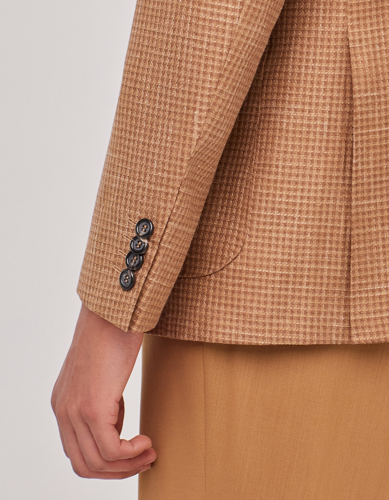RUST-BROWN WOOL, SILK AND LINEN MODERN-FIT JACKET WITH CHECK PATTERN 5