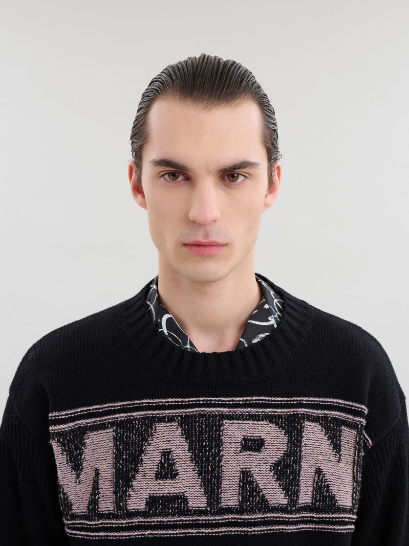 BLACK WOOL JUMPER WITH MAXI MARNI INTARSIA - 4