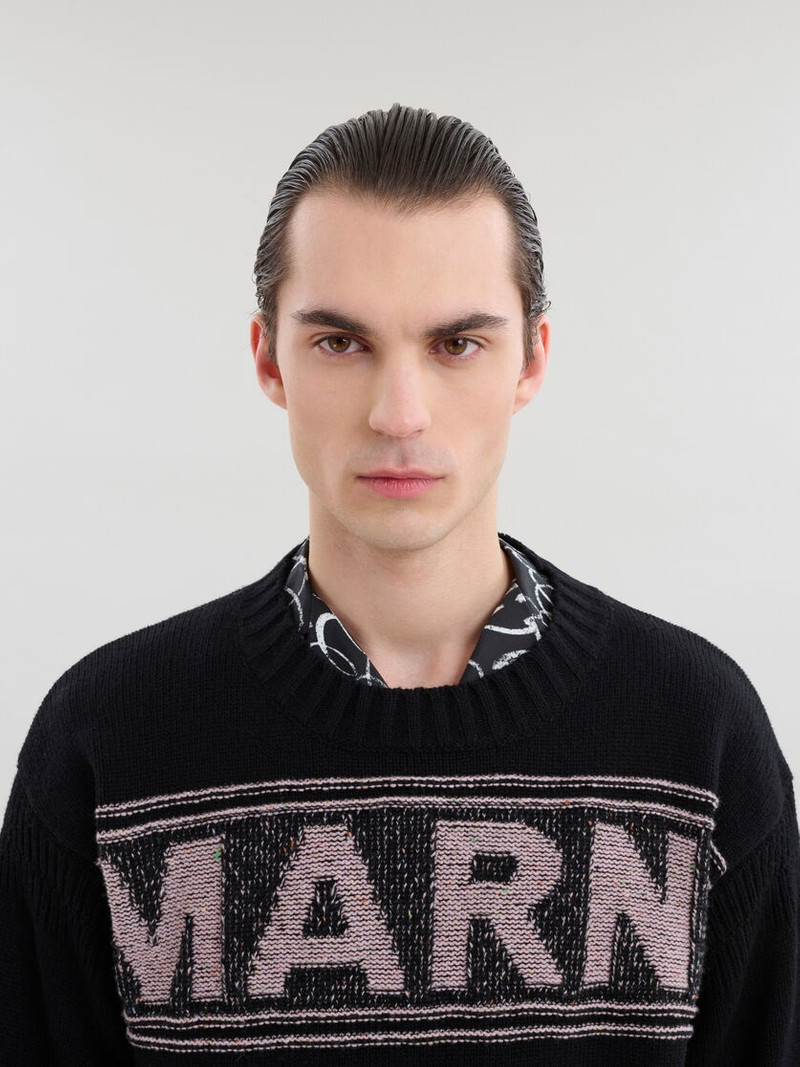 BLACK WOOL JUMPER WITH MAXI MARNI INTARSIA 4