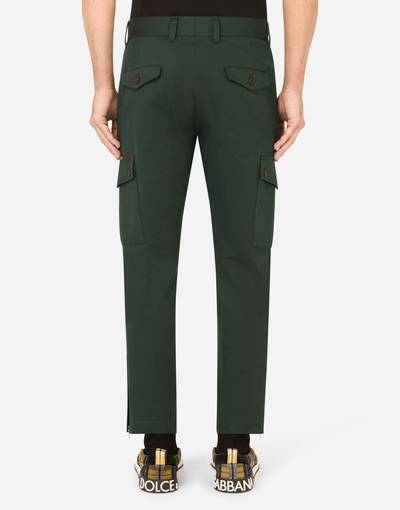 Dolce & Gabbana Stretch cotton cargo pants with patch embellishment outlook