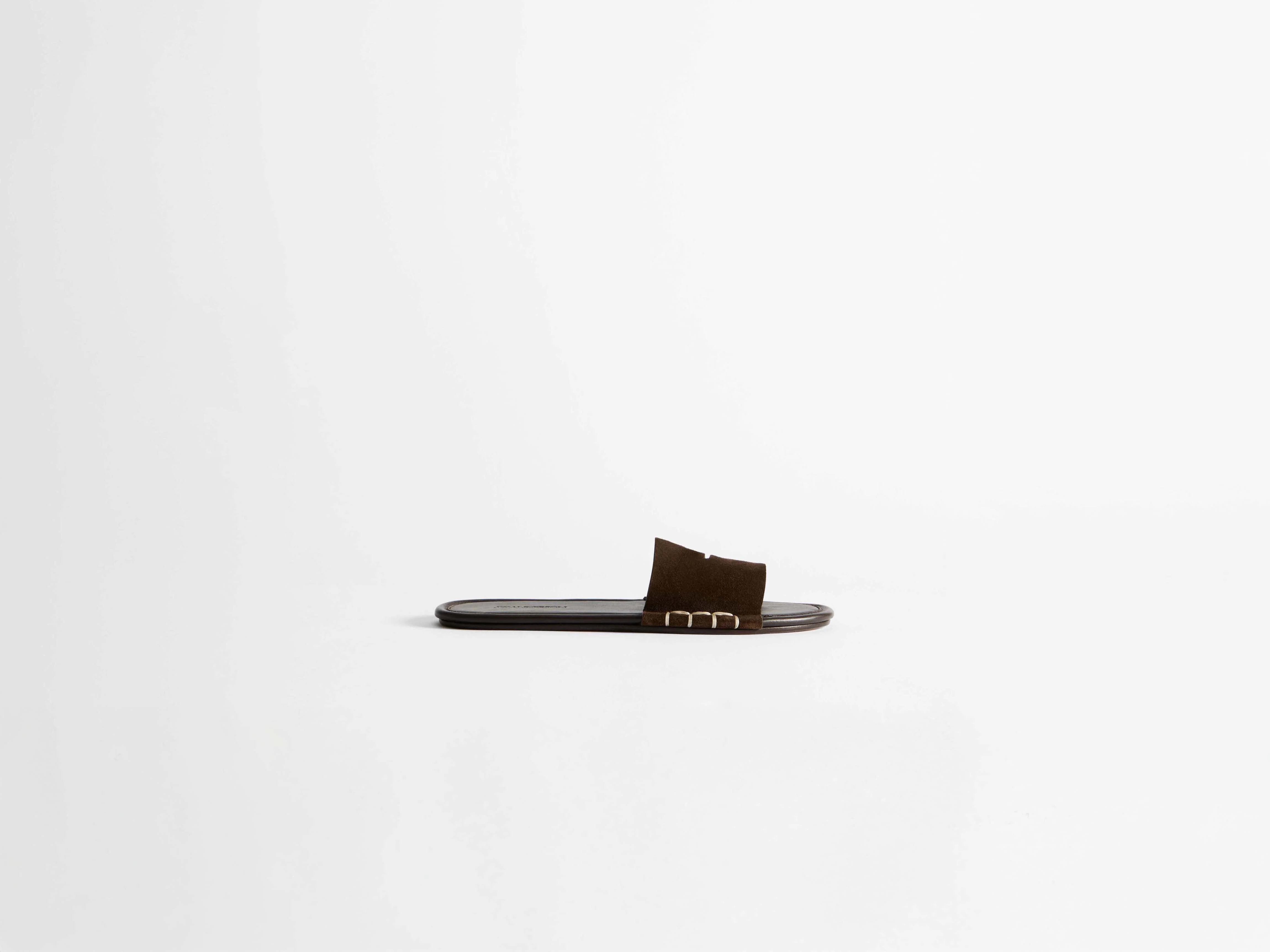WOMENS LOAFER MULE SLIDES IN BROWN - 1