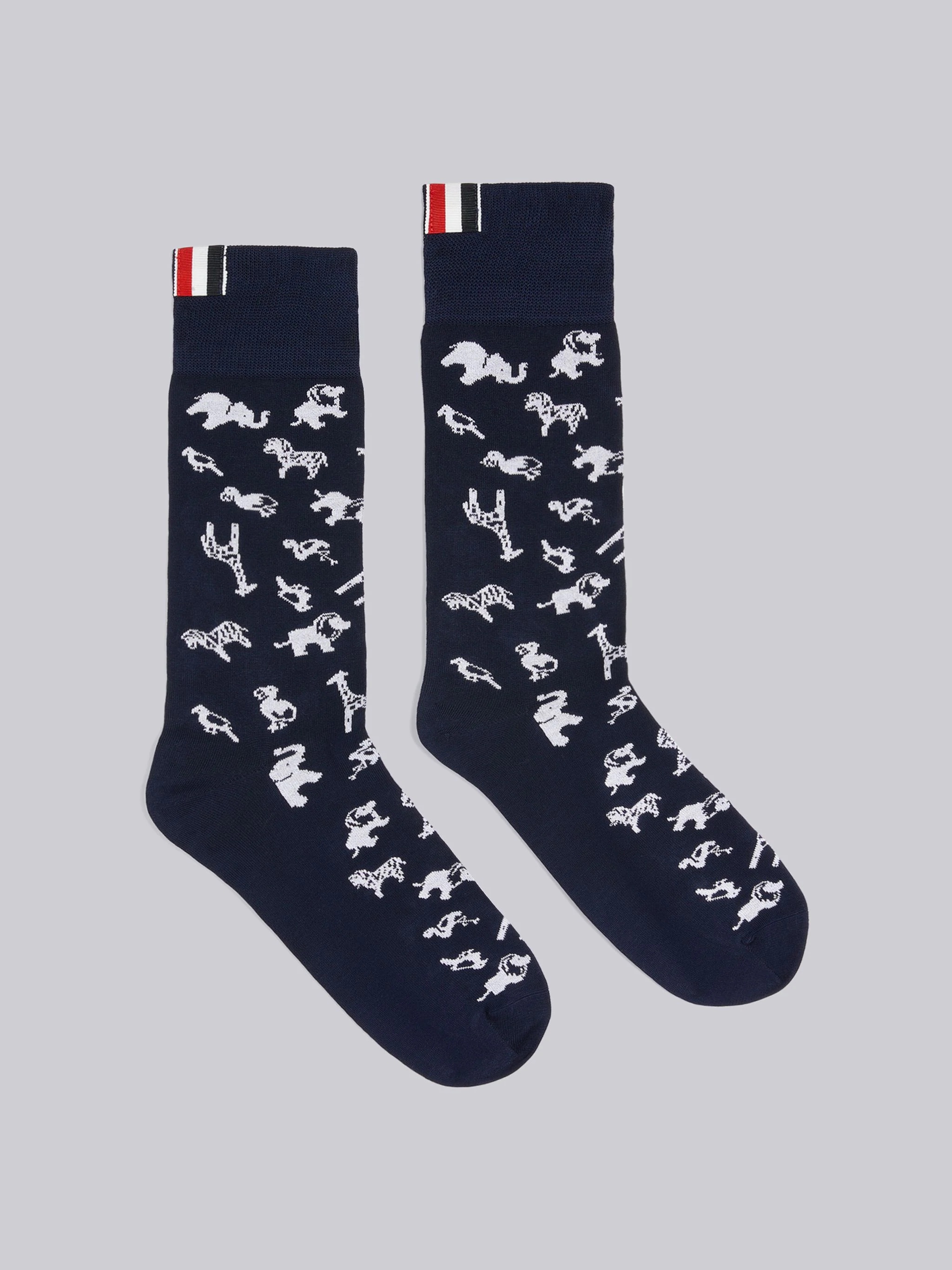 Navy Cotton Multi-icon Mid Calf Socks - 1