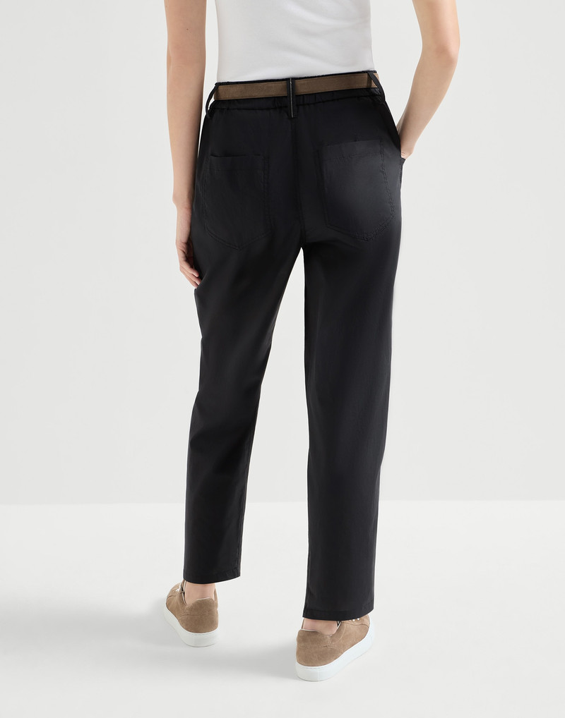Lightweight poplin five-pocket track trousers with monili 3