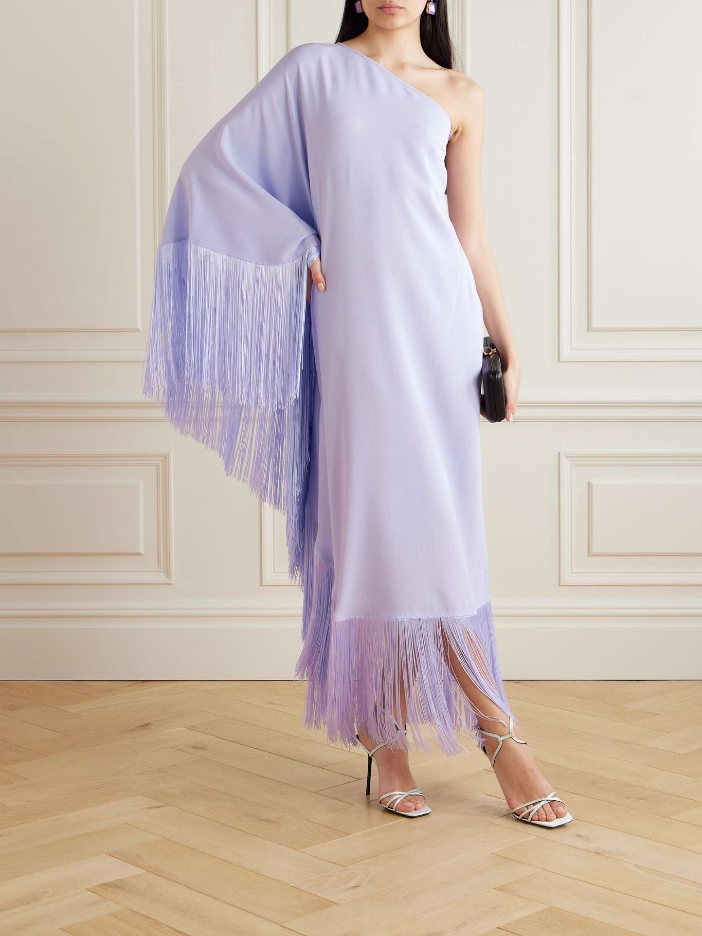 ワンピース TALLER MARMO One-shoulder feathered sequined gown in beige - Taller Marmo