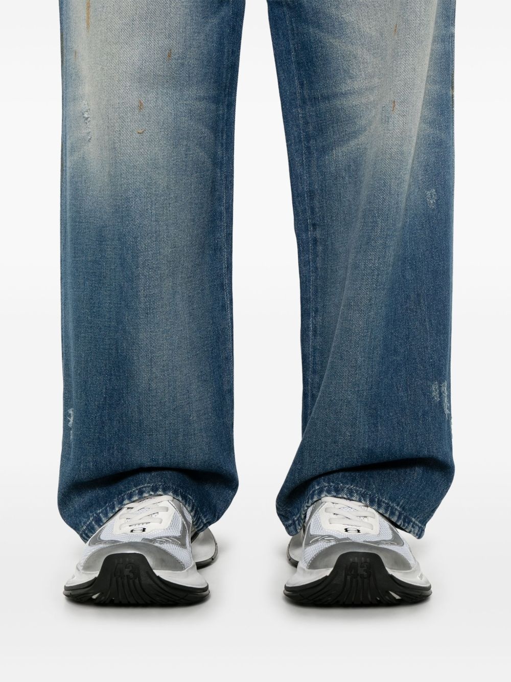 distressed straight-leg jeans - 5