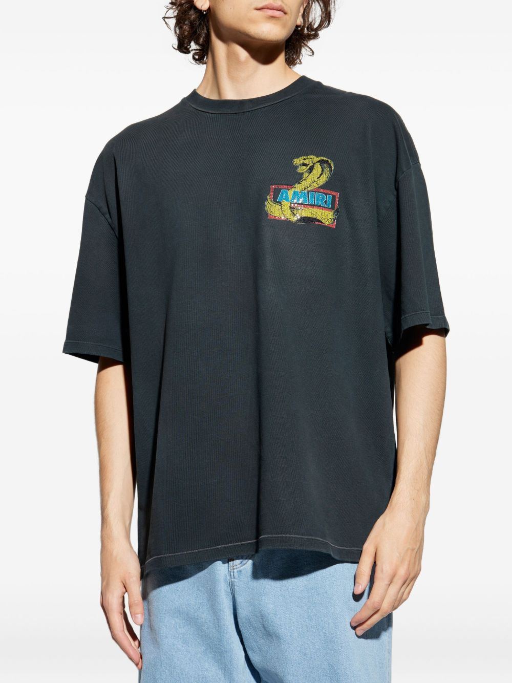 snake-print cotton T-shirt - 3