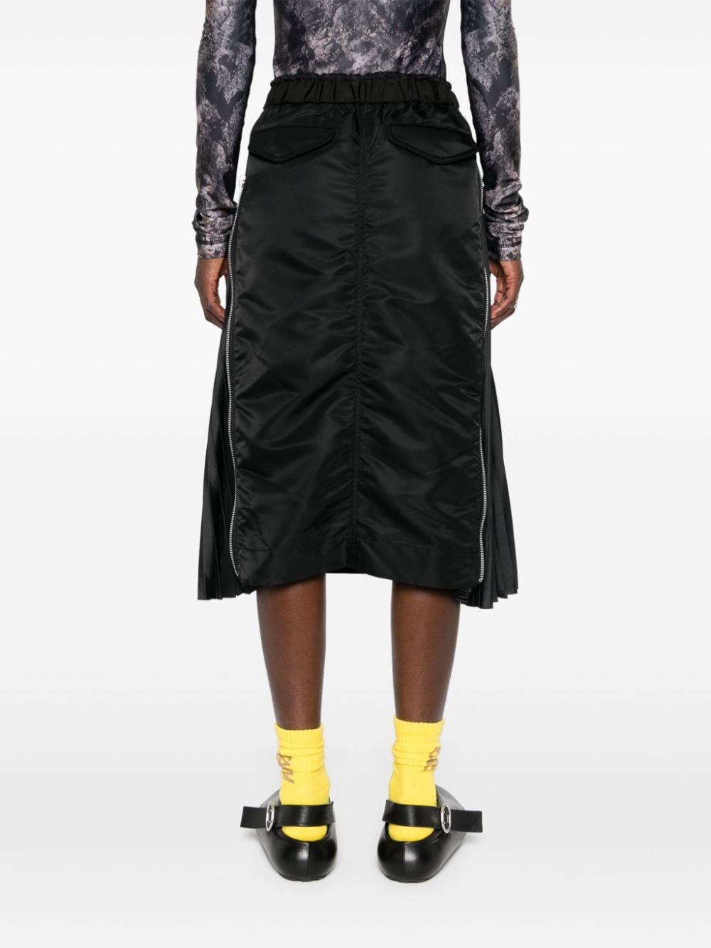 pleat-panelled midi skirt - 4