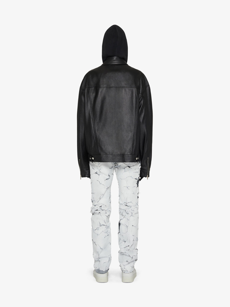 JEANS WITH ZIPS IN CRACKLED COATED DENIM 4