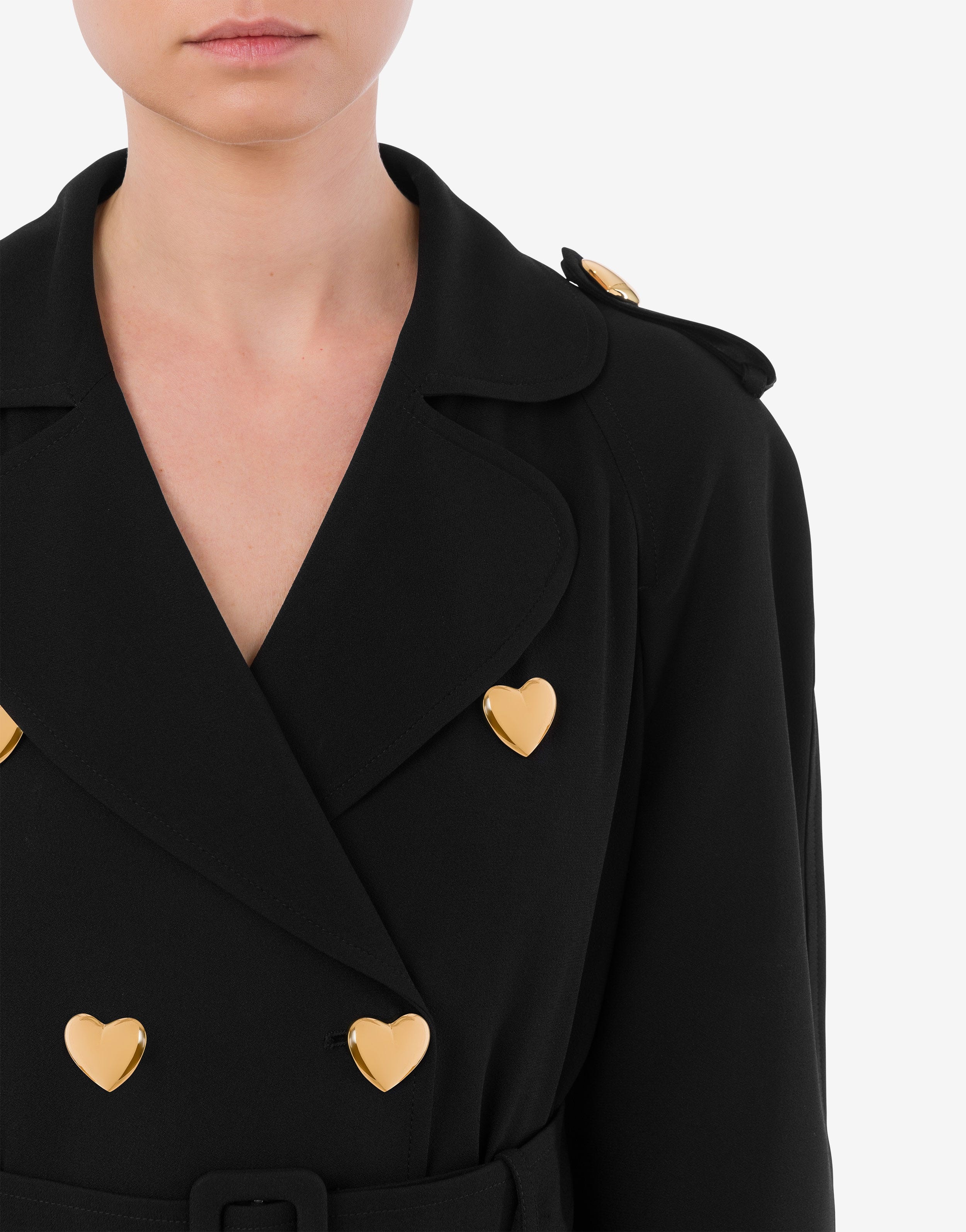 HEART BUTTONS ENVER SATIN TRENCH - 4