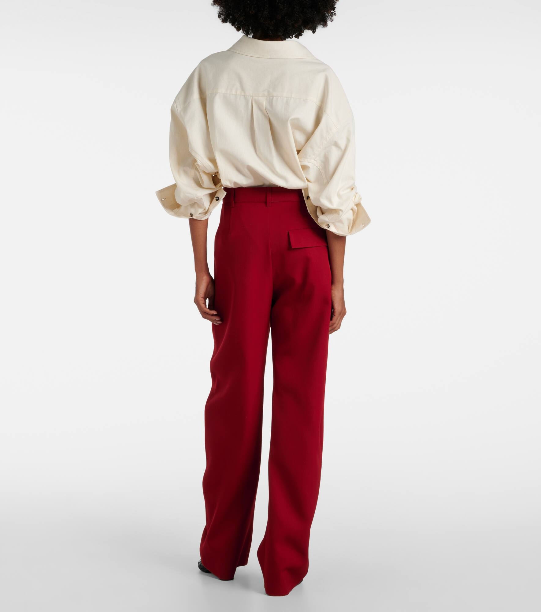 High-rise wool twill straight pants - 3