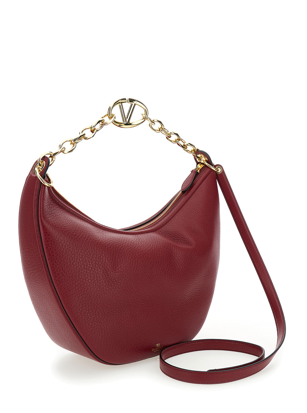 Valentino Garavani Women 'Vlogo Moon' Bordeaux Hobo Shoulder Bag In Grainy Leather Woman - 3