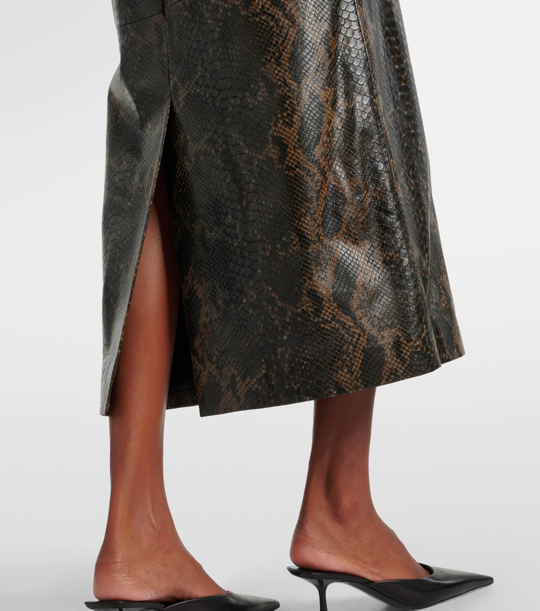 Elyse snake-effect leather maxi skirt - 5