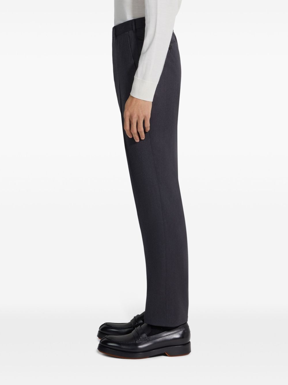 wool straight-leg trousers - 4