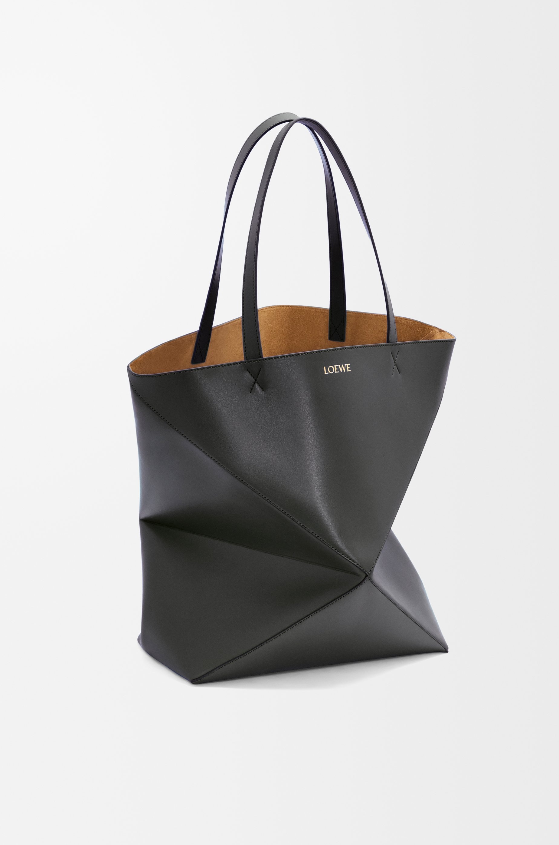 Large Puzzle Fold Tote in shiny calfskin - 4
