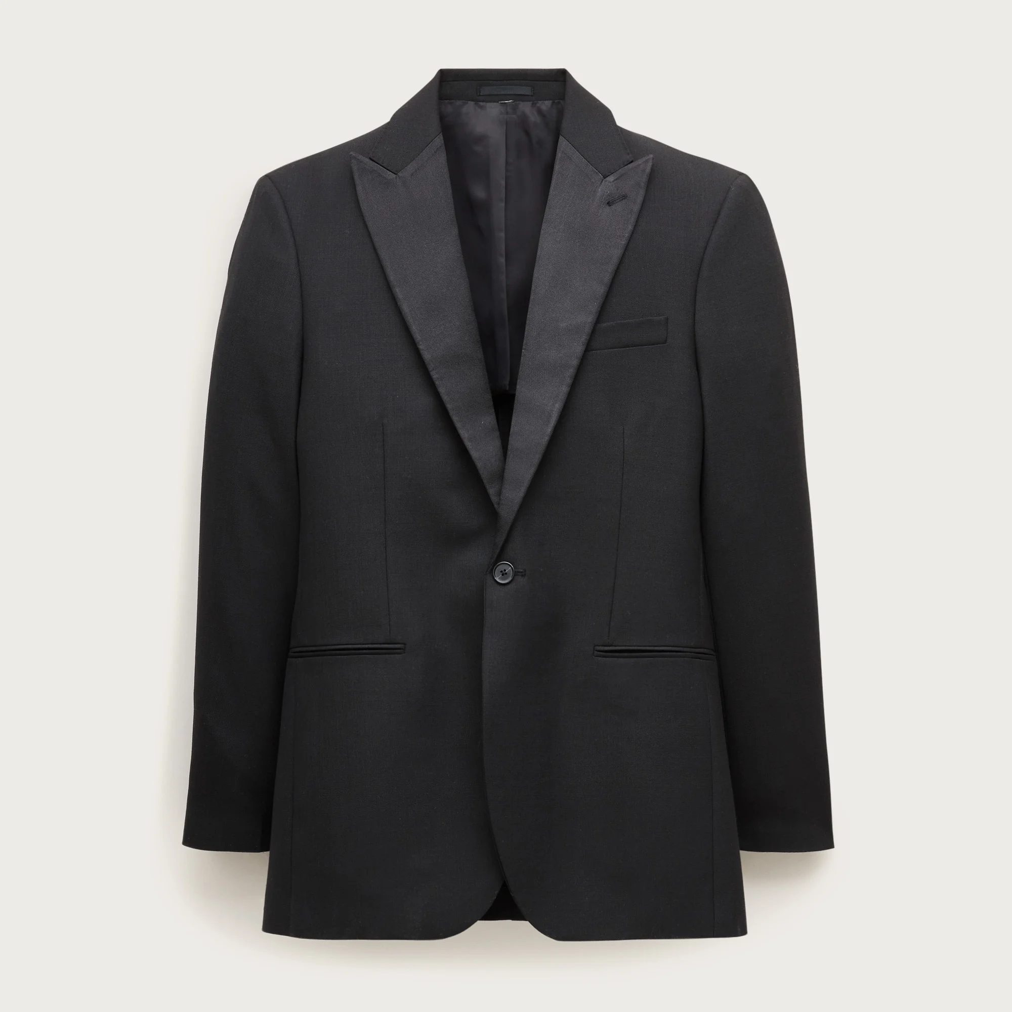 Relaxed-fit tuxedo jacket in English fresco wool - 1