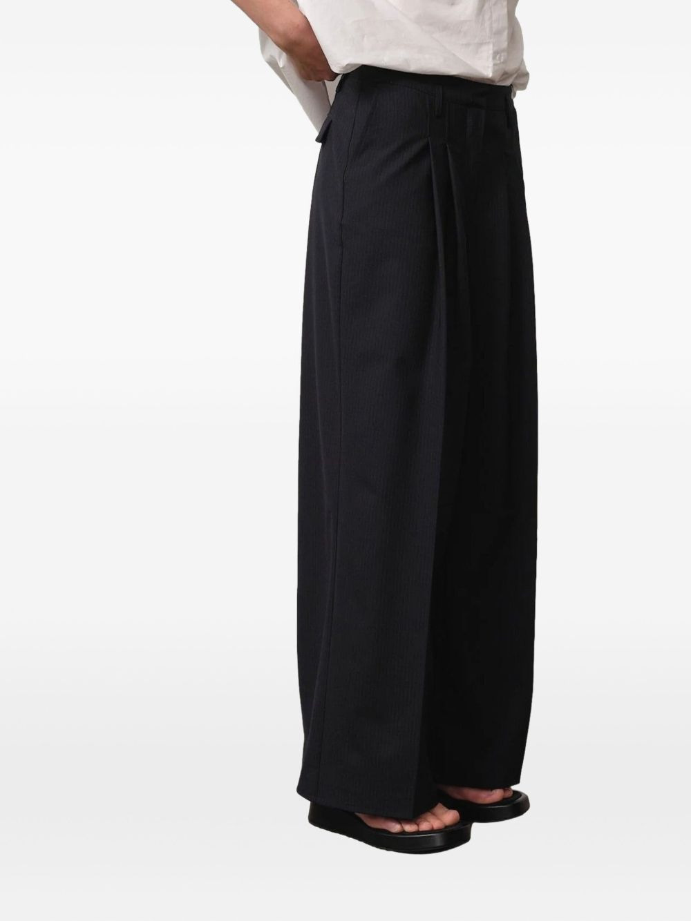 pinstripe pleated-front trousers - 2