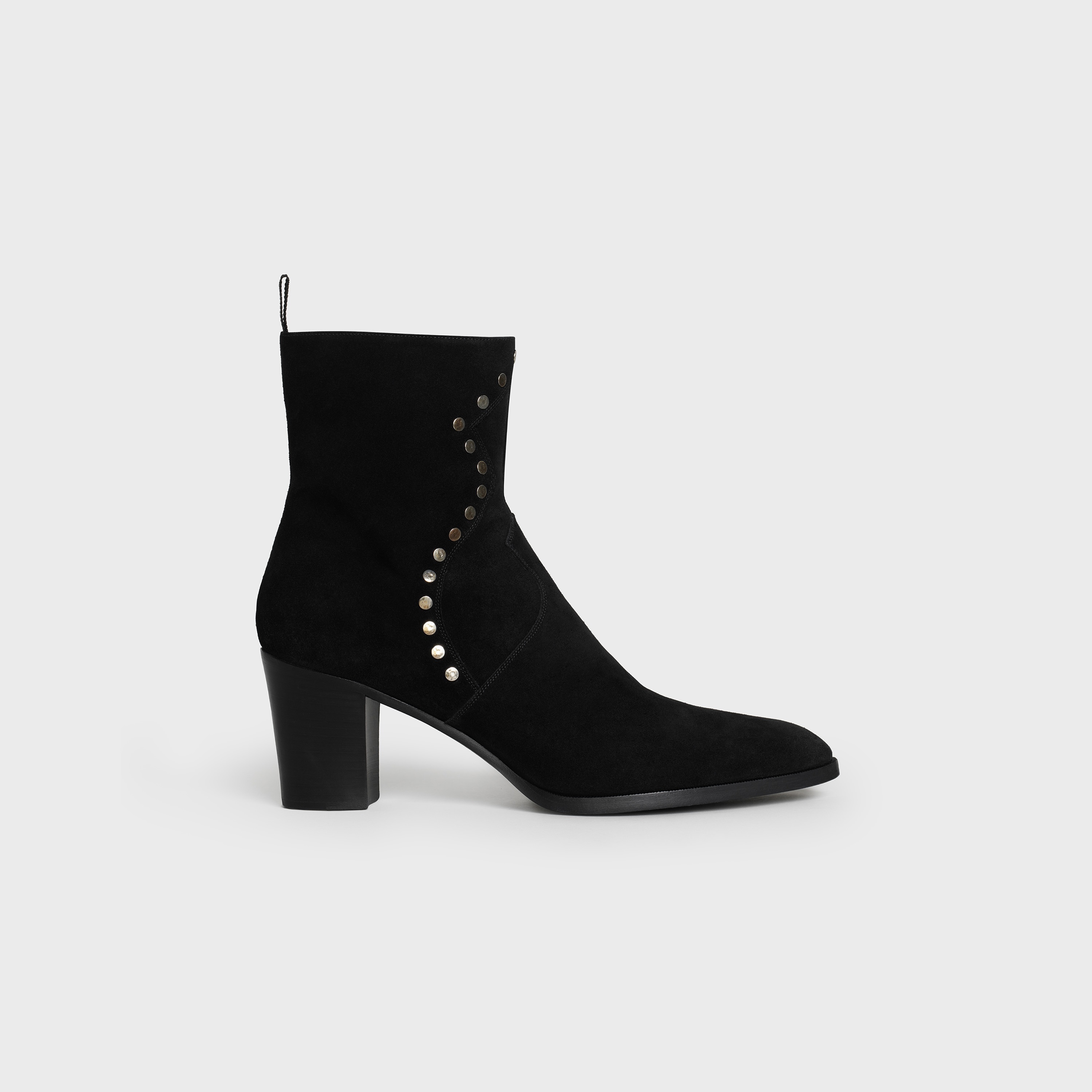 CELINE CELINE PAGES STUDDED ZIPPED BOOT IN SUEDE CALFSKIN | REVERSIBLE