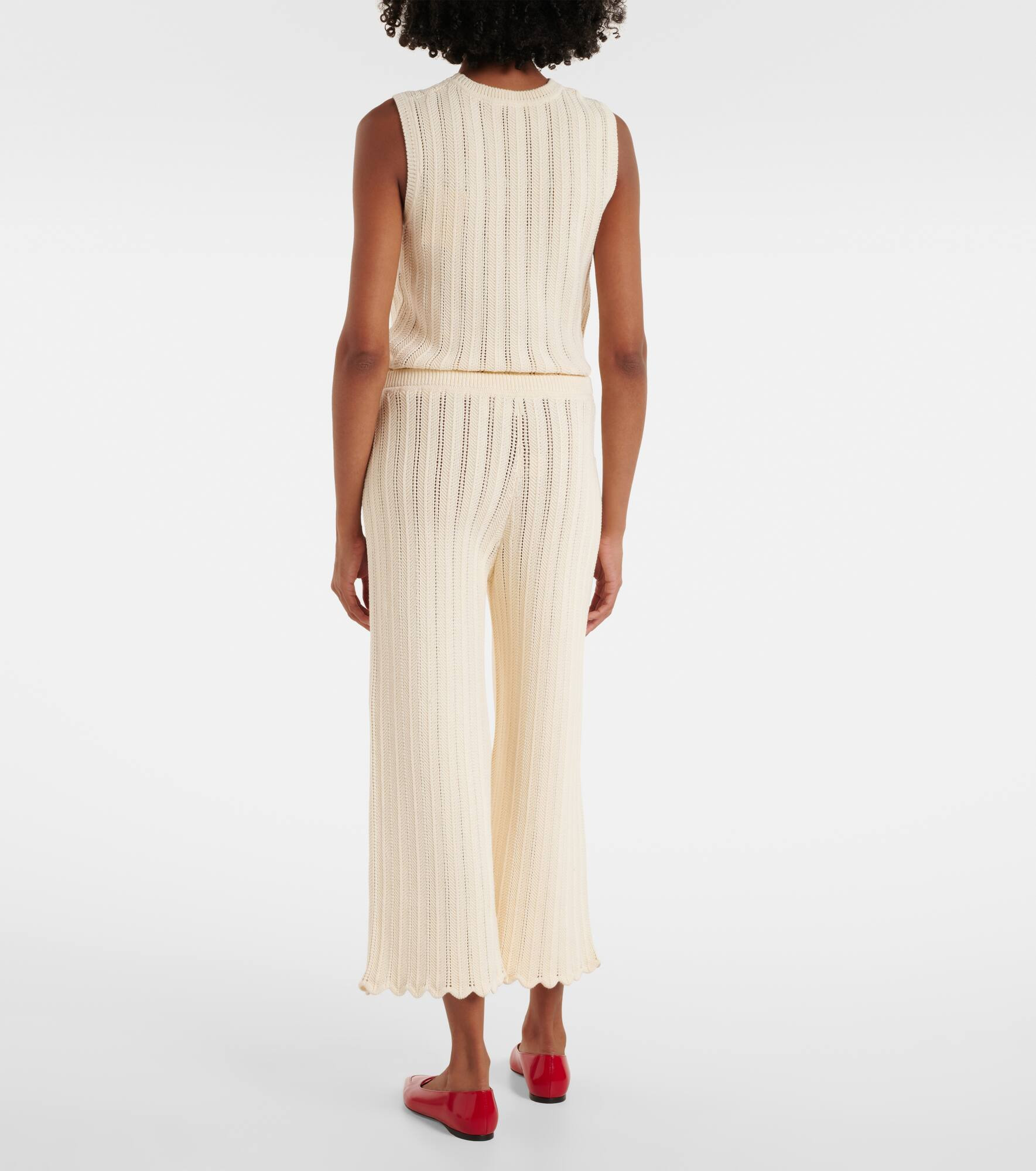 Petey open-knit cotton flared pants - 3