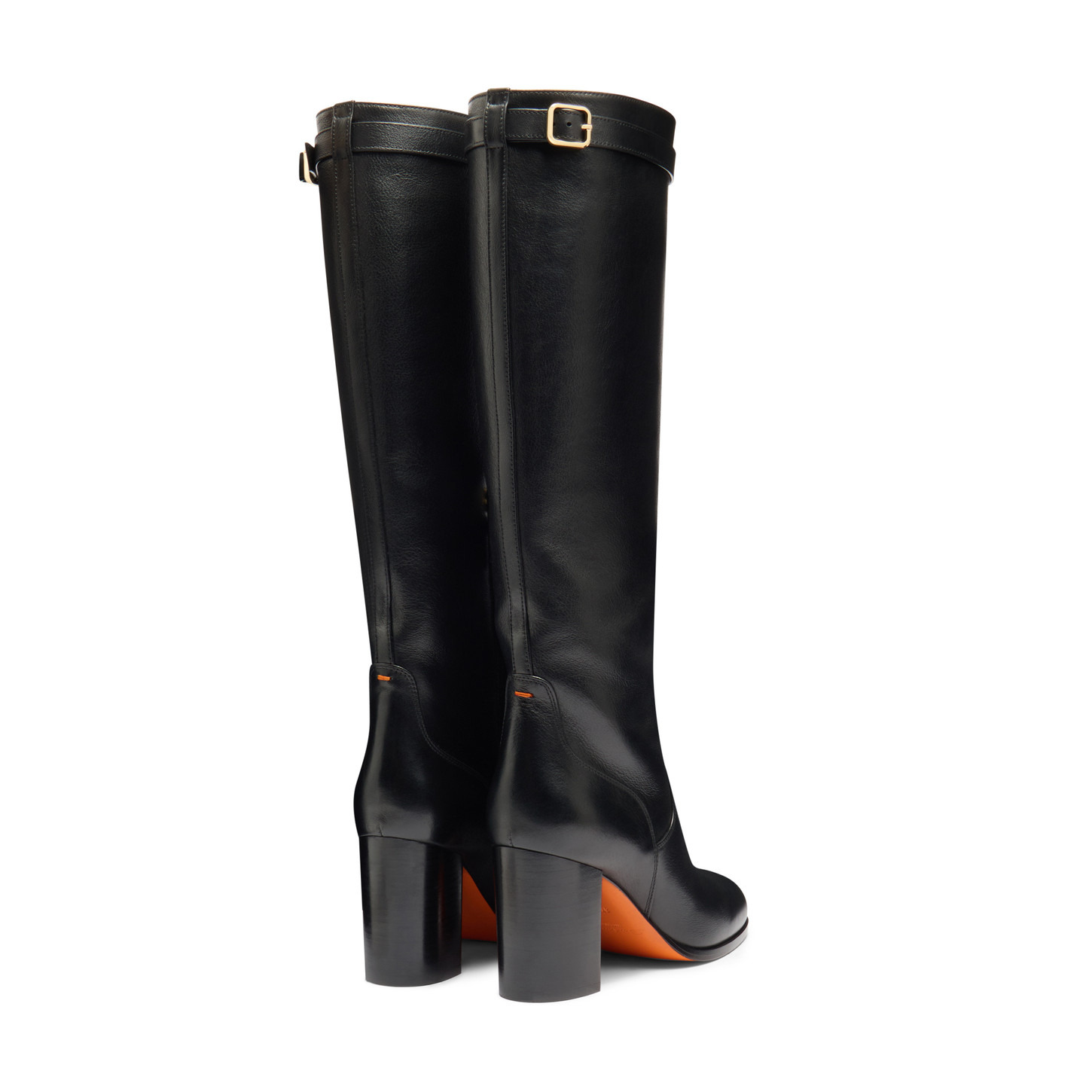 Women's black leather high-heel boot - 3