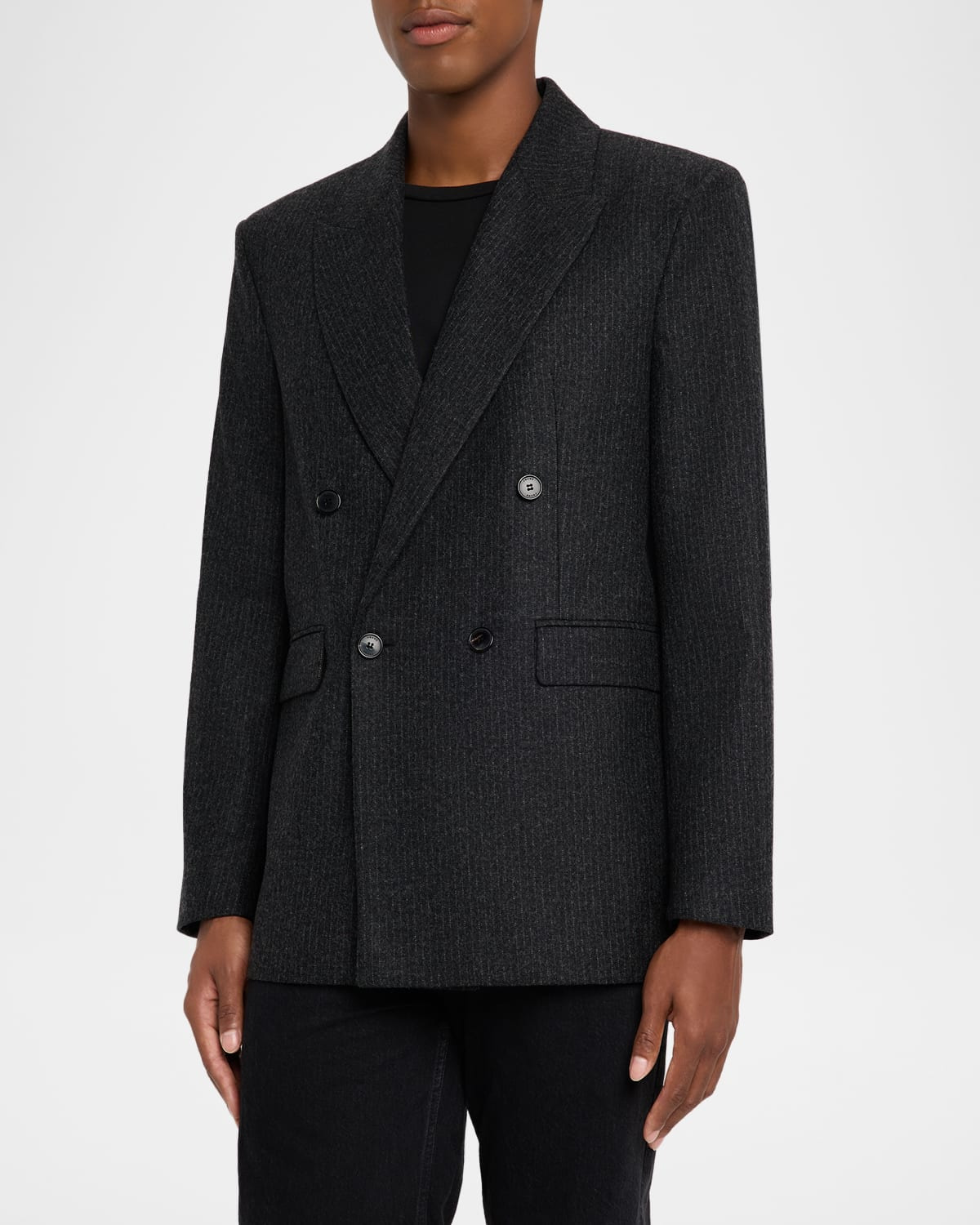 Men's Pinstripe Wool Blazer - 4
