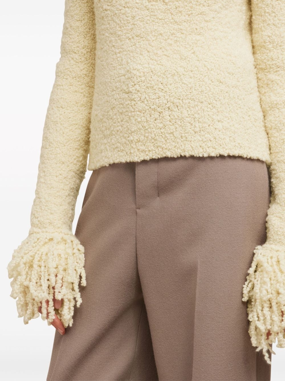 fringed-trim cropped jumper - 6