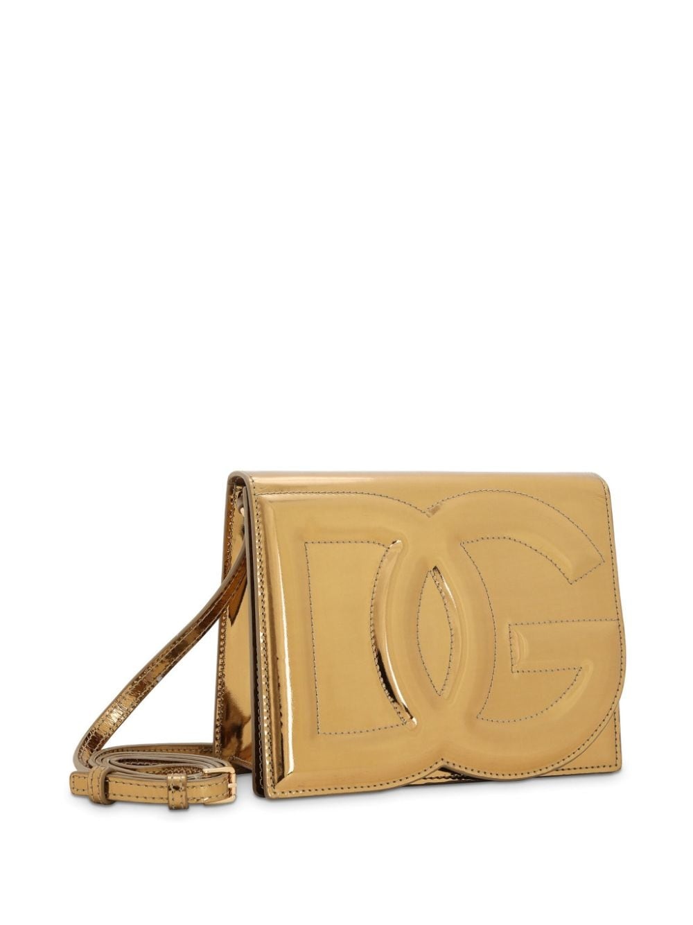 logo-embossed metallic-effect bag - 4