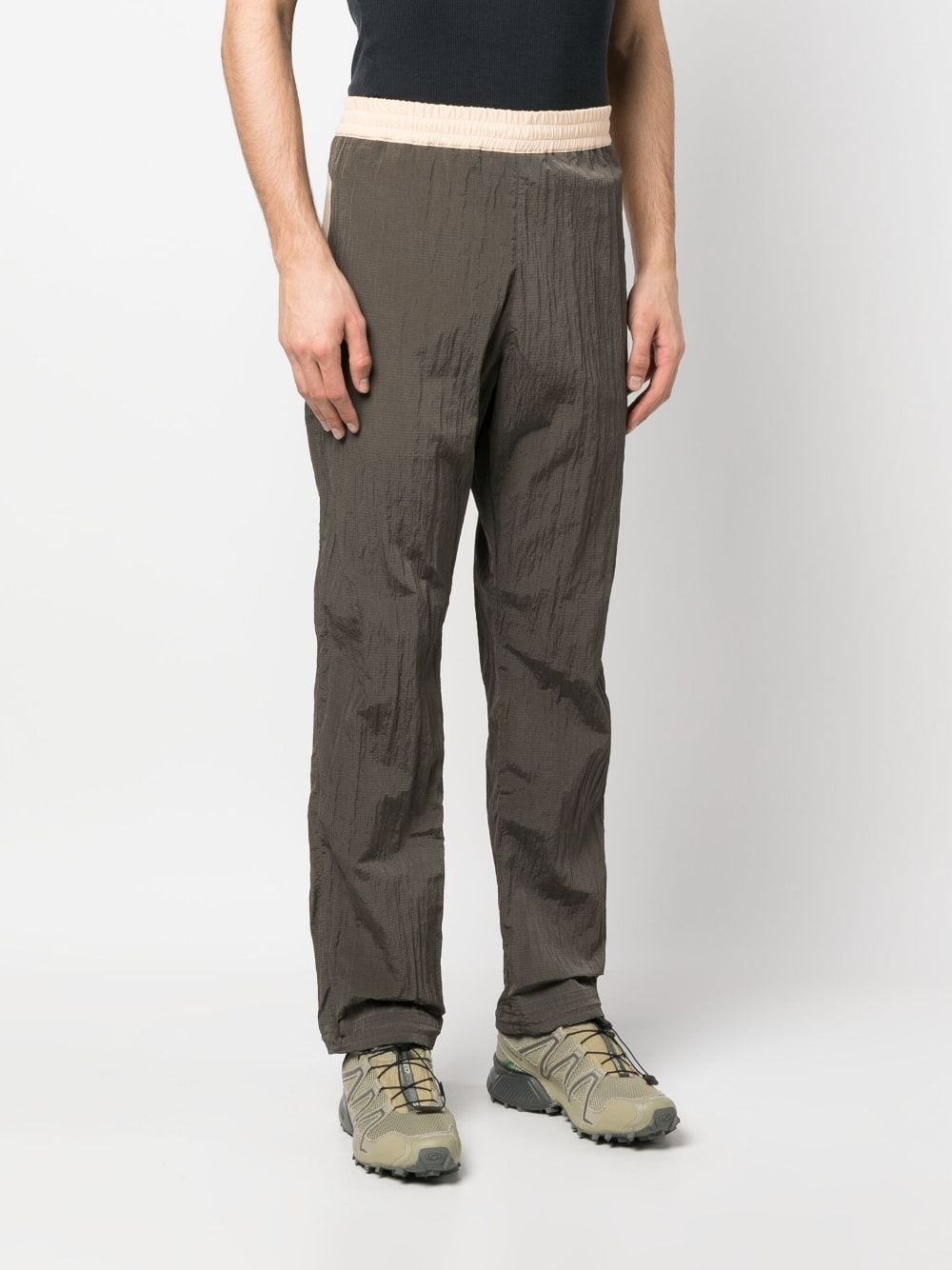 elasticated-waistband straight-leg trousers - 3