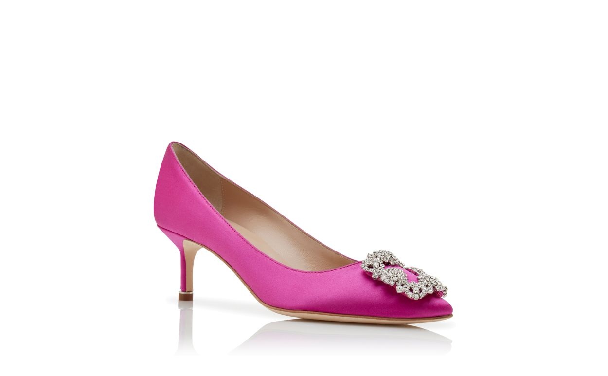 Purple Satin Jewel Buckle Pumps - 3