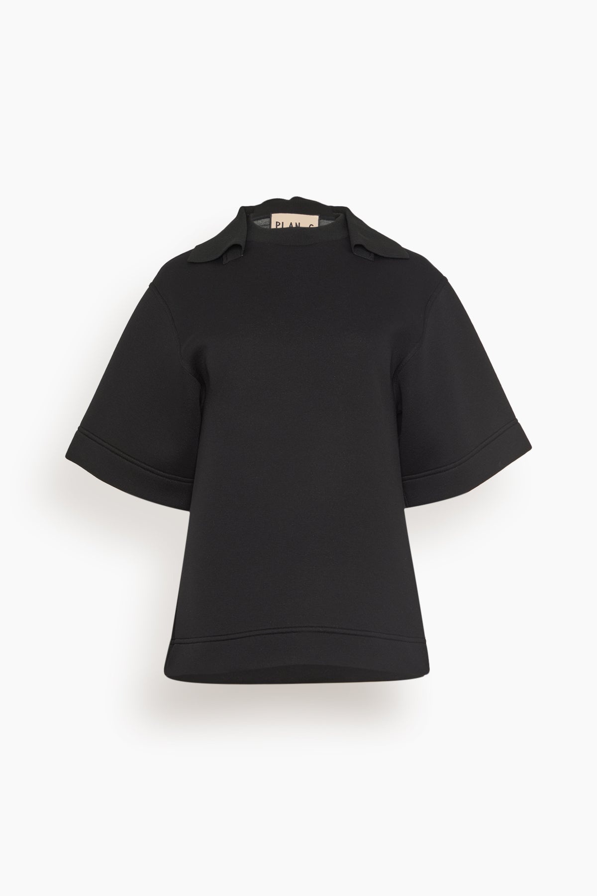 Short Sleeve Scuba Sweatshirt in Black - 1