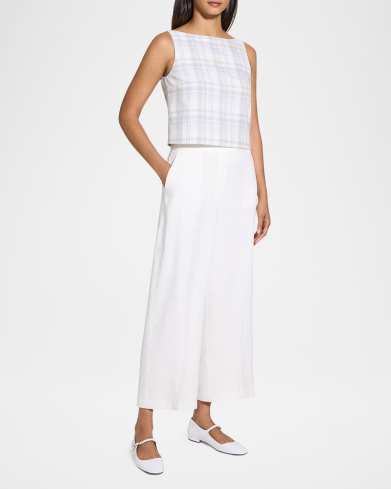 Theory Plaid Bateau-Neck Top outlook