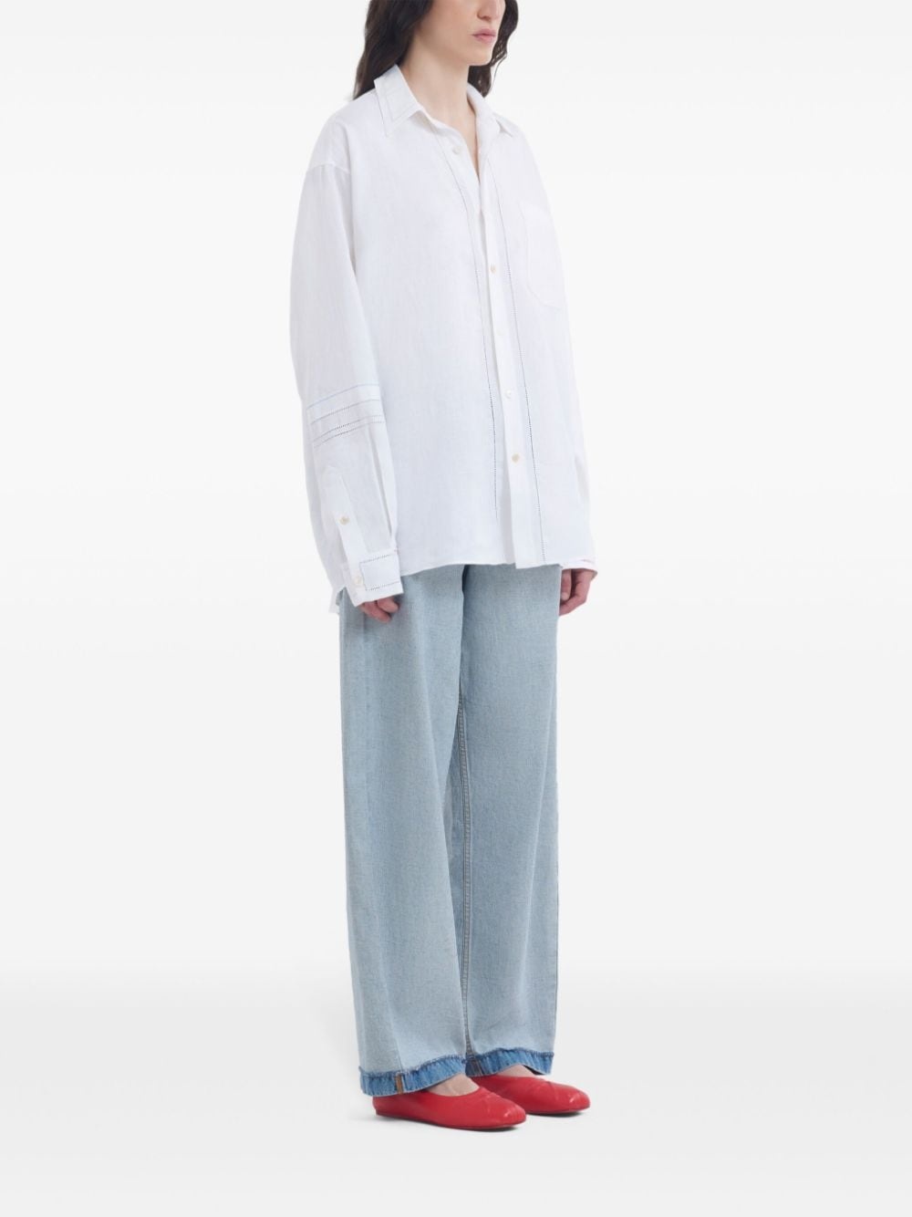 lace-embroidered shirt - 2