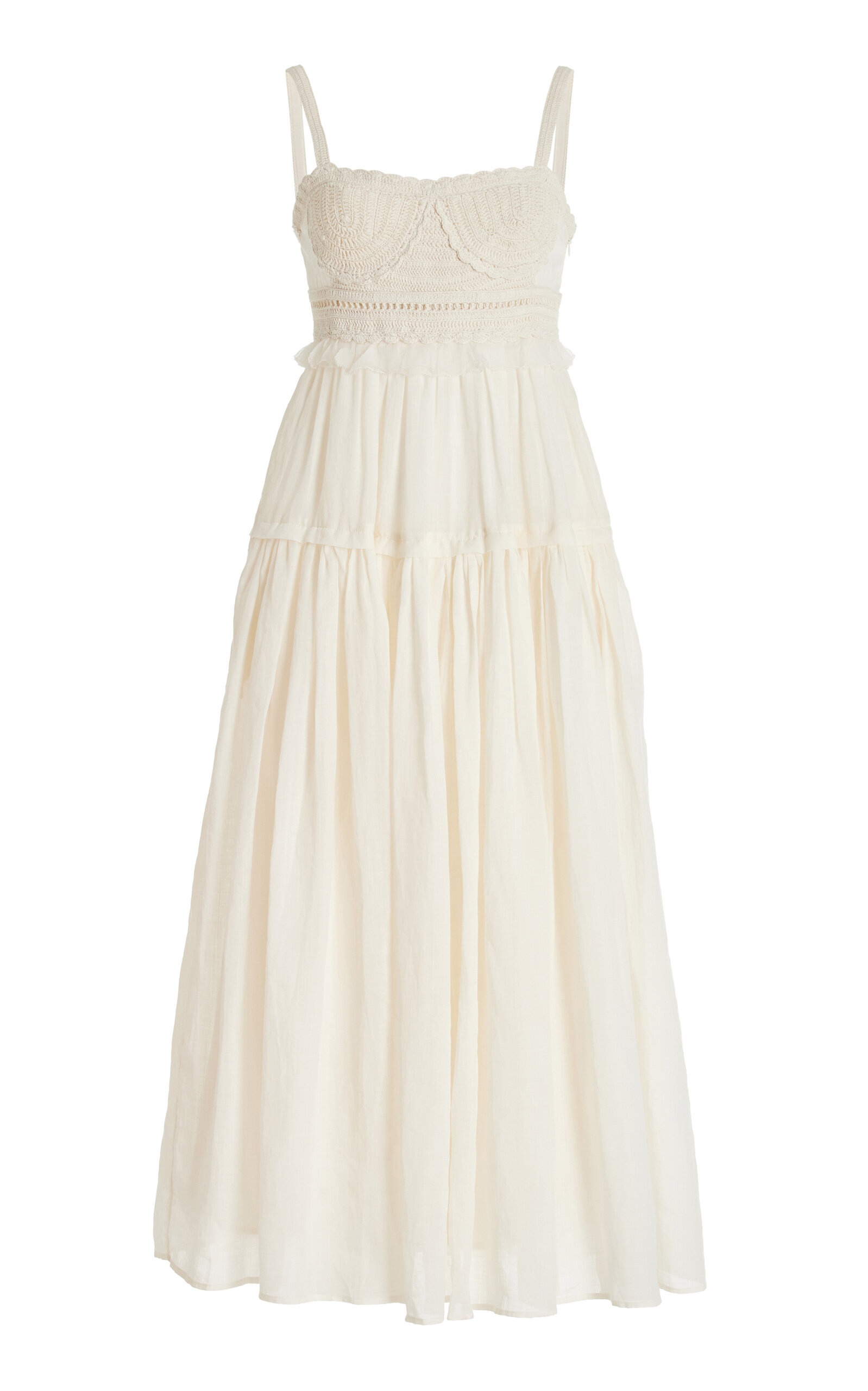 Gisella Crochet-Detailed Midi Dress white - 1