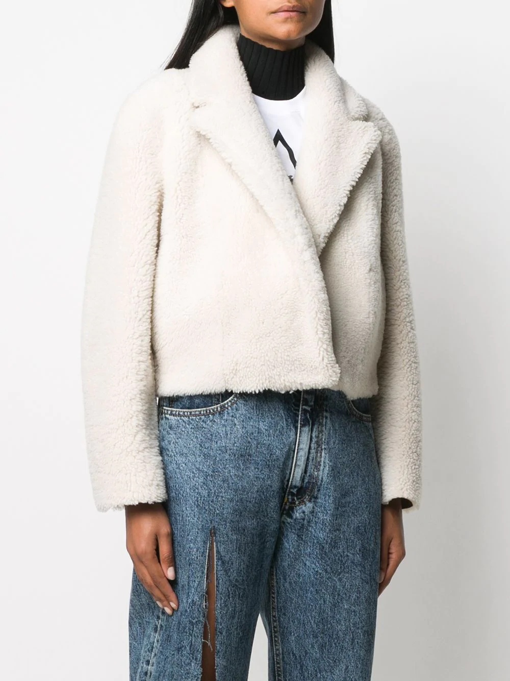 cropped shearling jacket - 3