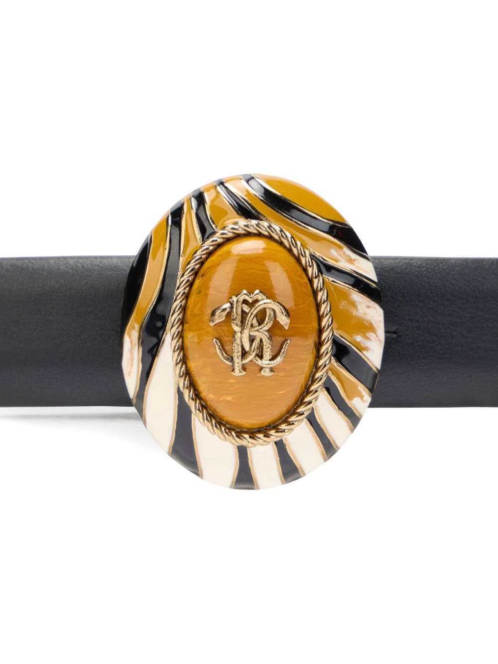 striped-embellished leather belt - 2