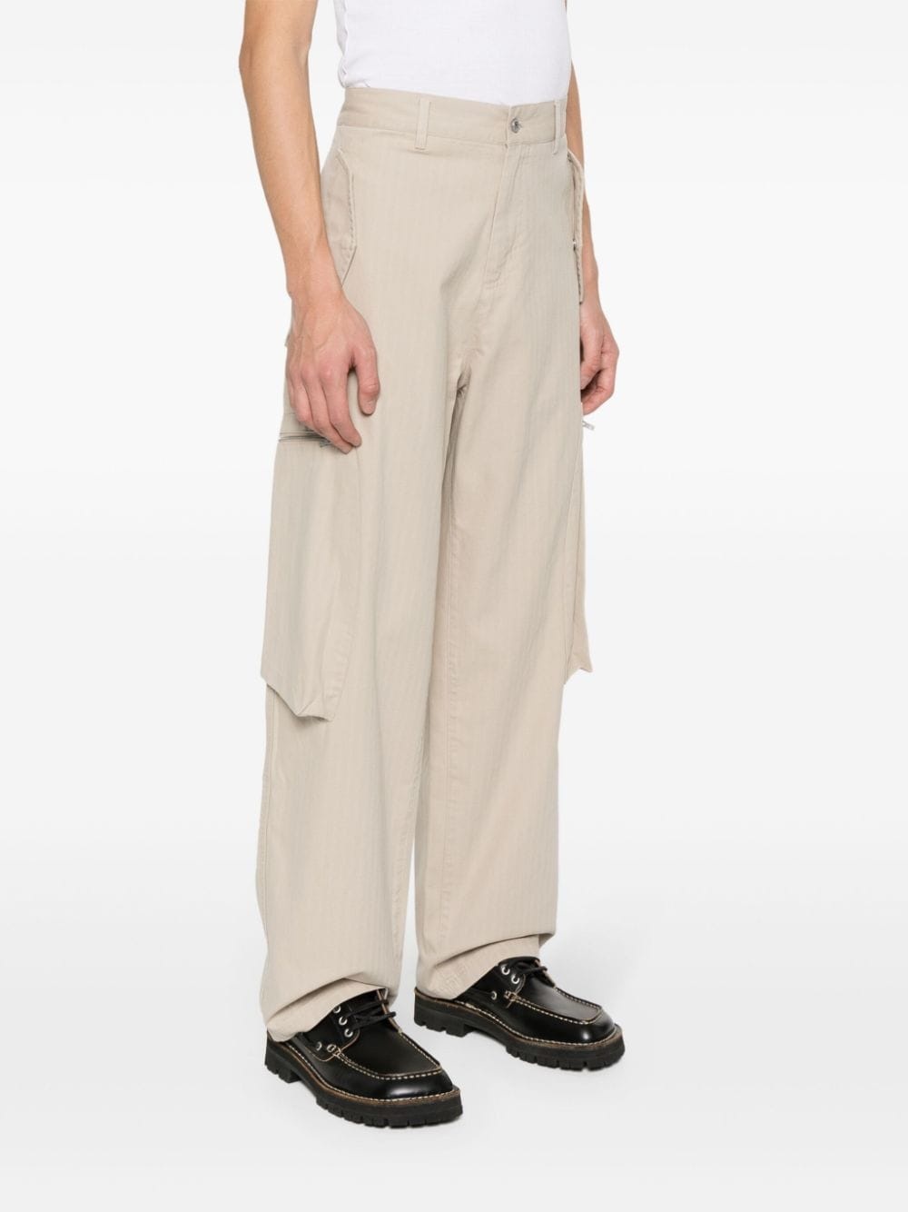 embroidered-logo cotton trousers - 3