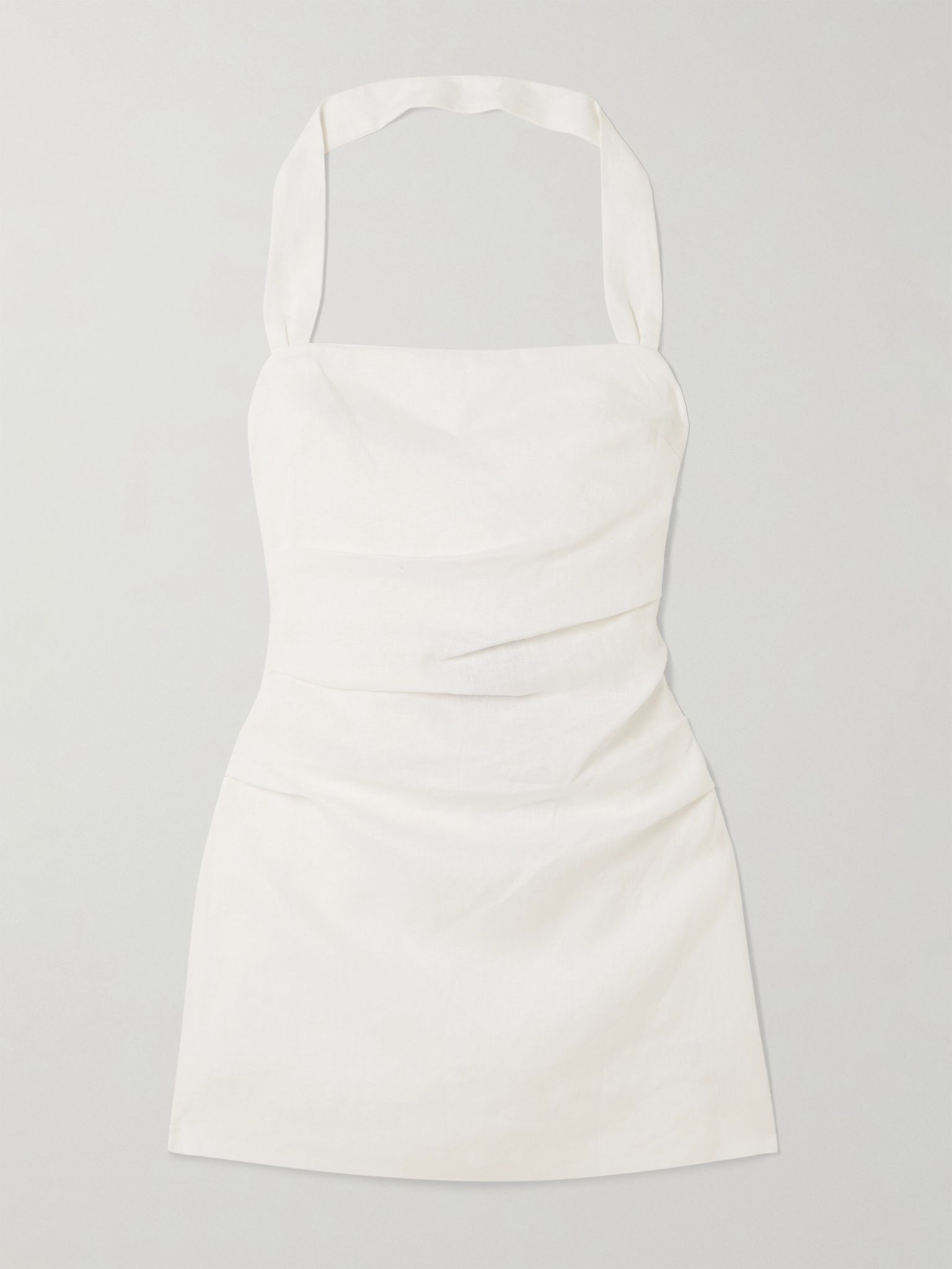 Noemi ruched linen halterneck mini dress Ivory - 1