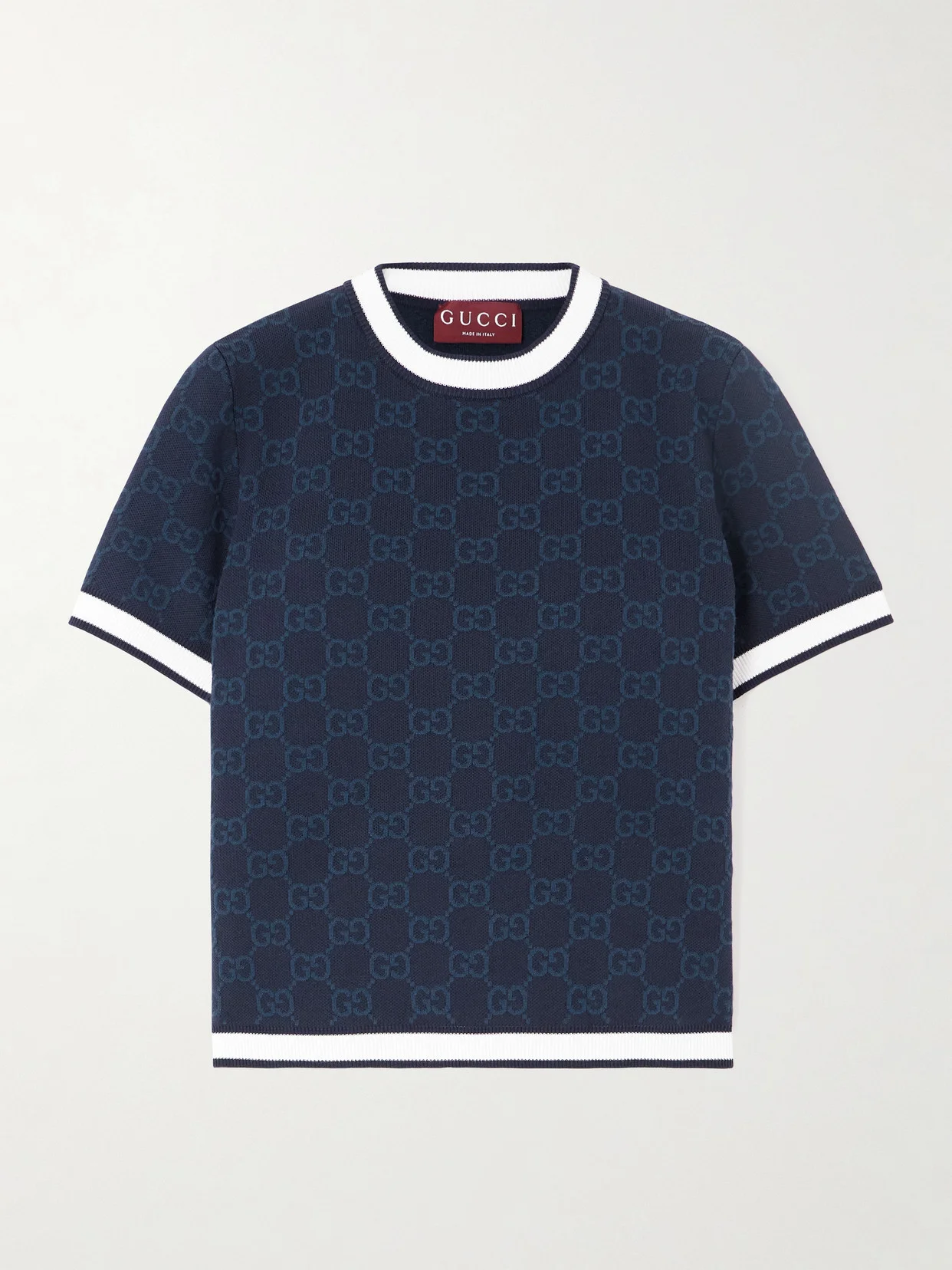 Cropped Jacquard-knit Cotton Sweater - 1