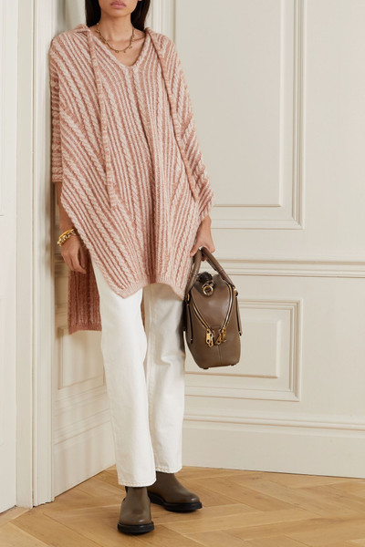 Chloé Hooded cable-knit wool-blend poncho outlook