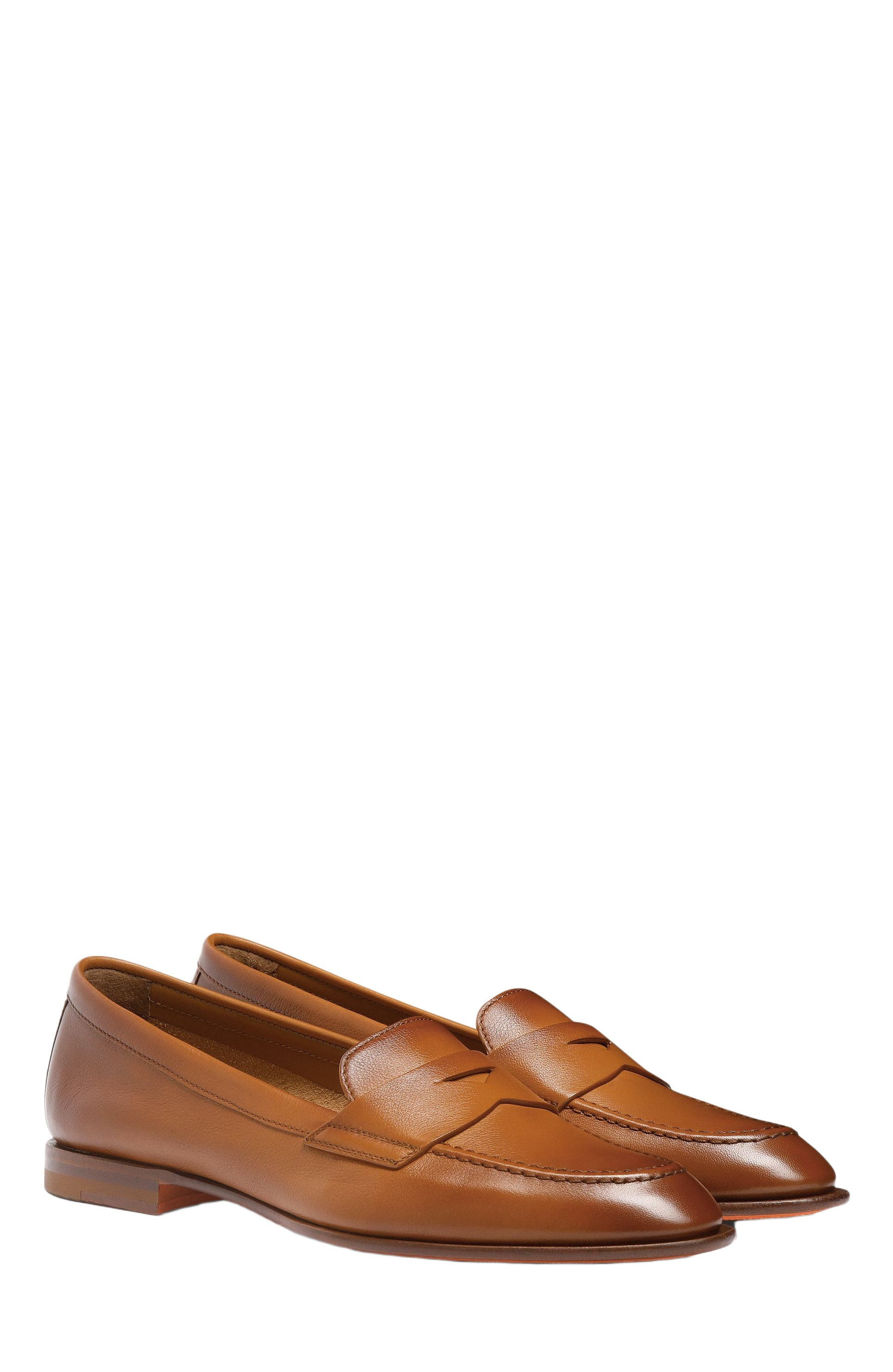 Santoni Leather Penny Loafer in Brown at Nordstrom - 2