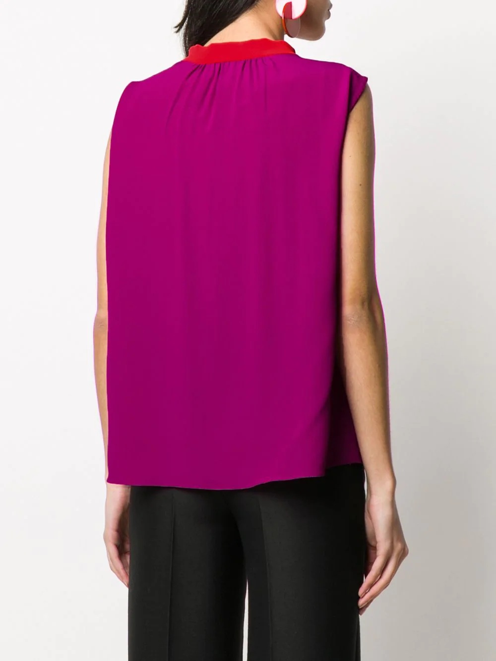 contrasting collar sleeveless top - 4