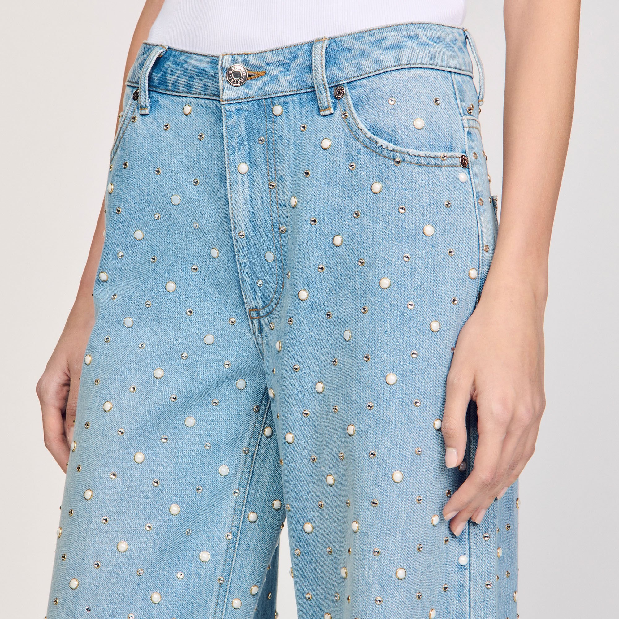 RHINESTONE AND BEADED JEANS - 3
