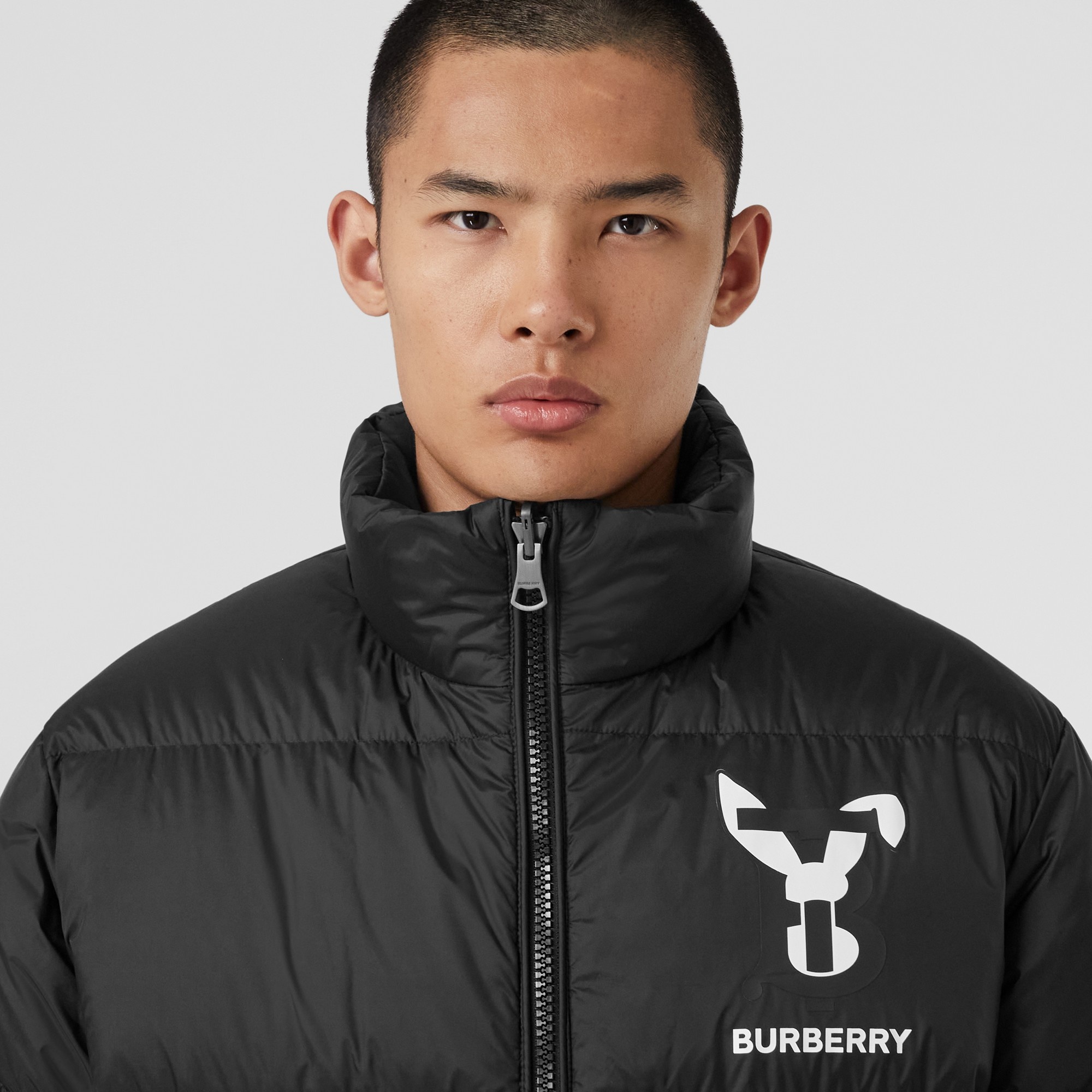 Reversible Rabbit Nylon Jacquard Puffer Jacket - 2