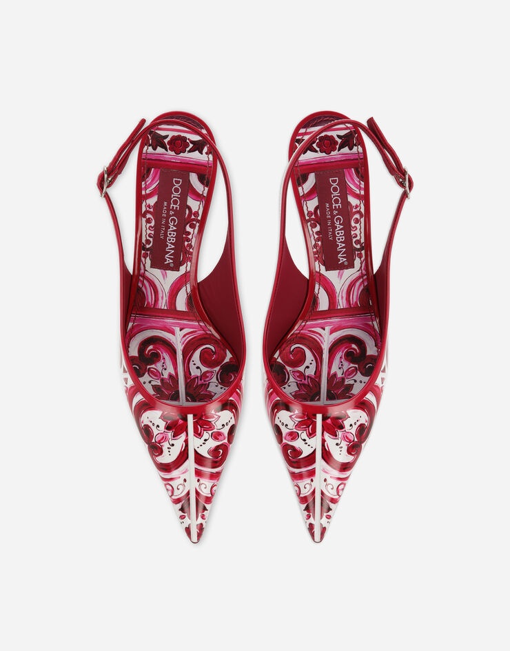 Printed polished calfskin slingbacks - 4