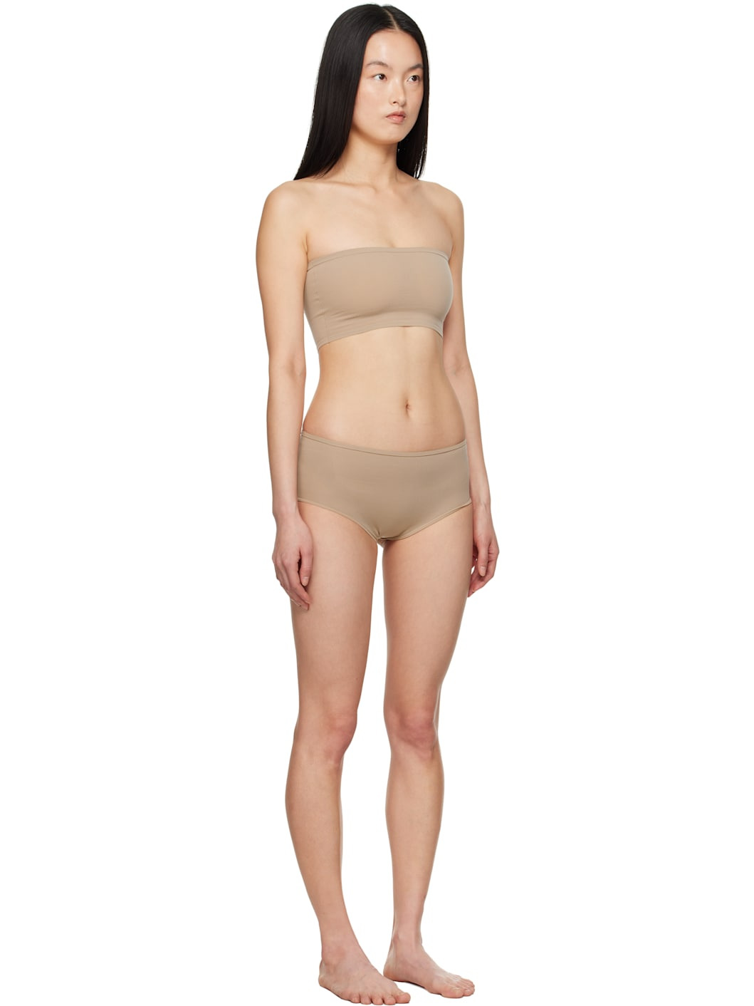 Beige Second Skin Bra & Briefs Set - 2